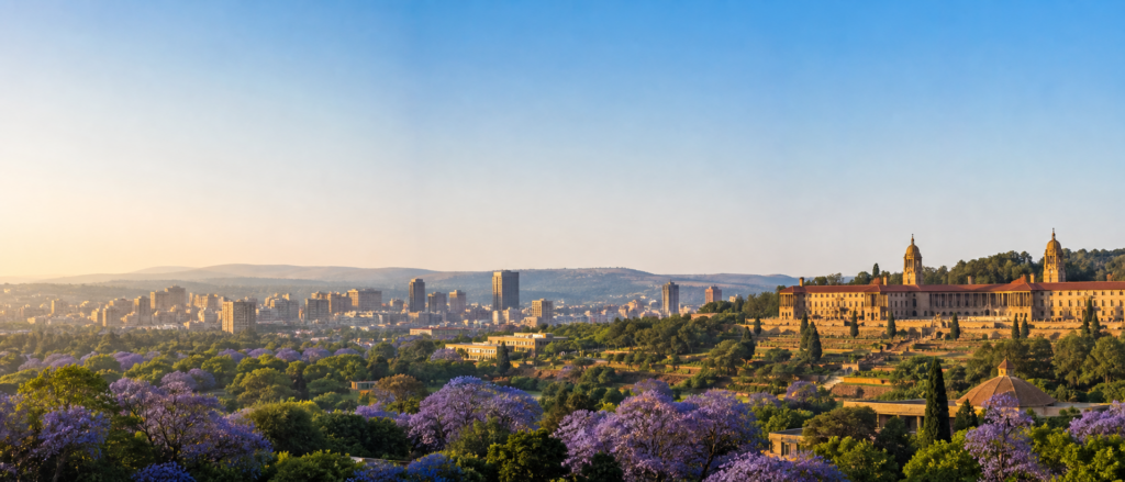 Pretoria skyline and Union Buildings at sunrise